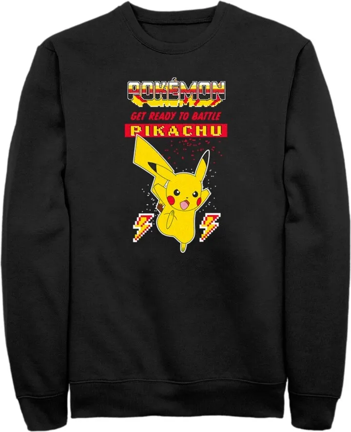 Men's Pokemon Get Ready to Battle Pikachu Retro Sweatshirt - Black - Small