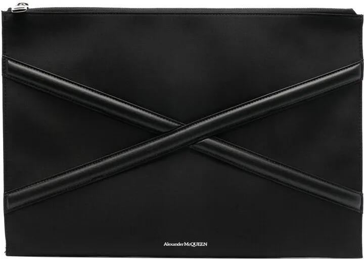 Harness logo-print clutch bag