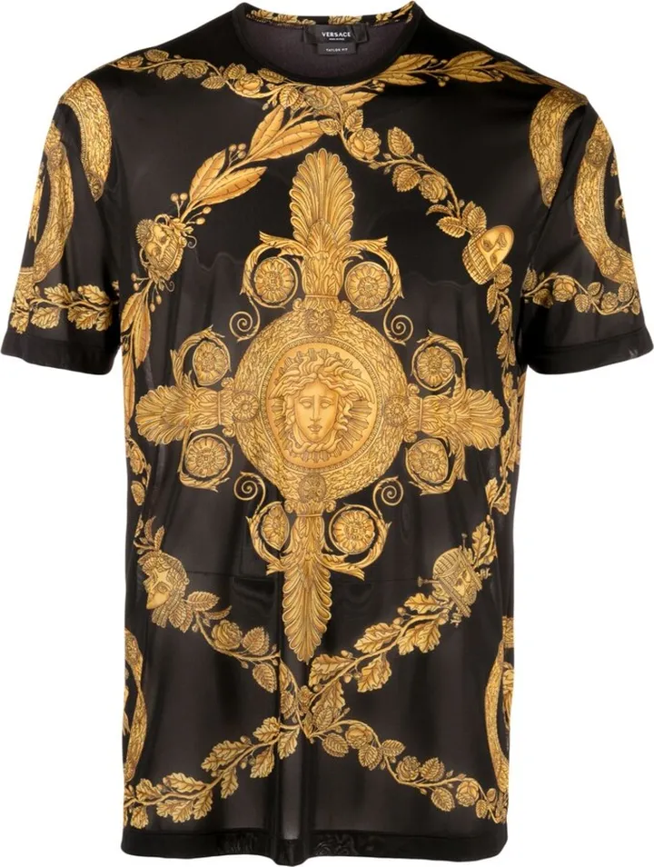 Black Medusa Motif Short Sleeve T-Shirt