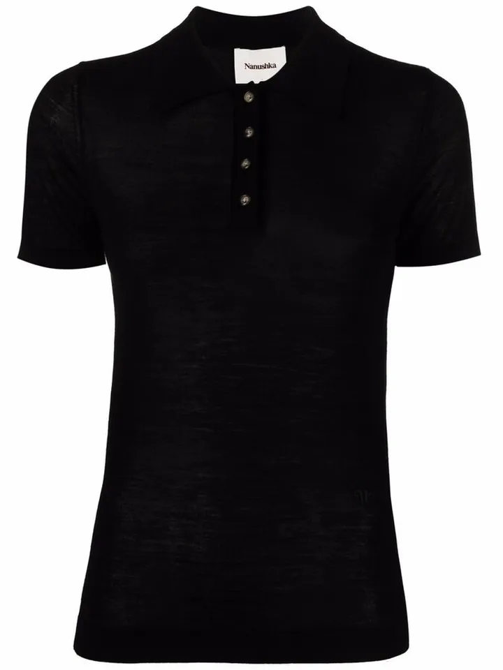 Semi-Sheer Knitted Polo Shirt