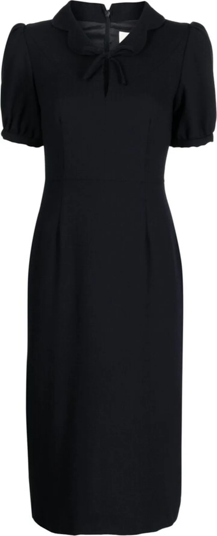 Scallop-Collar Wool Dress