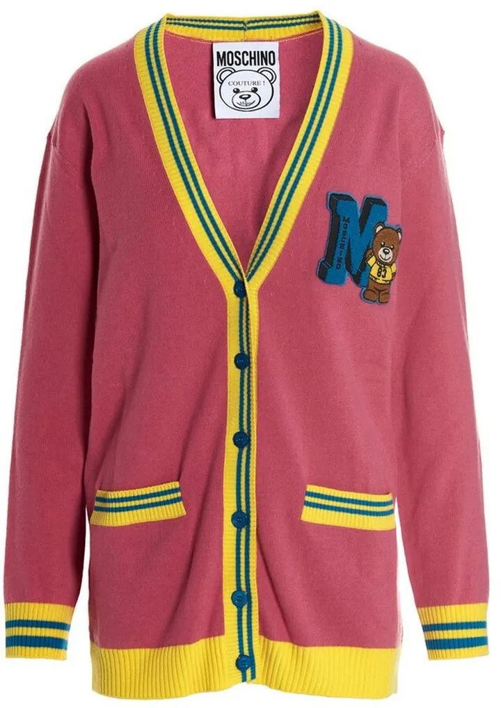 Moschino Logo Patch V-Neck Cardigan