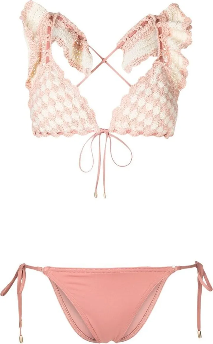 Clover crochet-knit triangle bikini