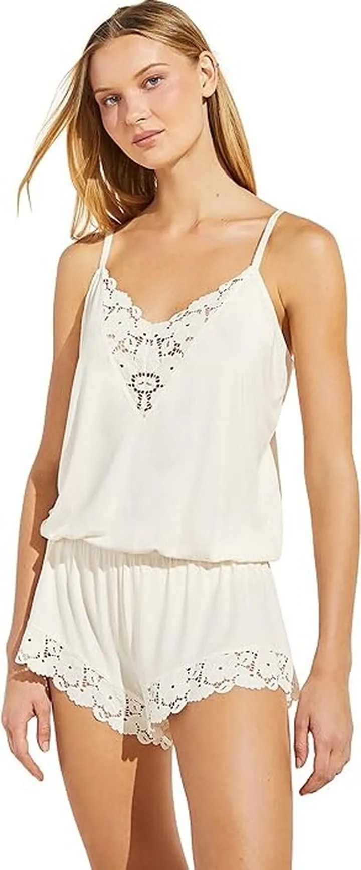 Eberjey Naya - The Double Inset Teddy (Ivory) Women's Pajama Sets