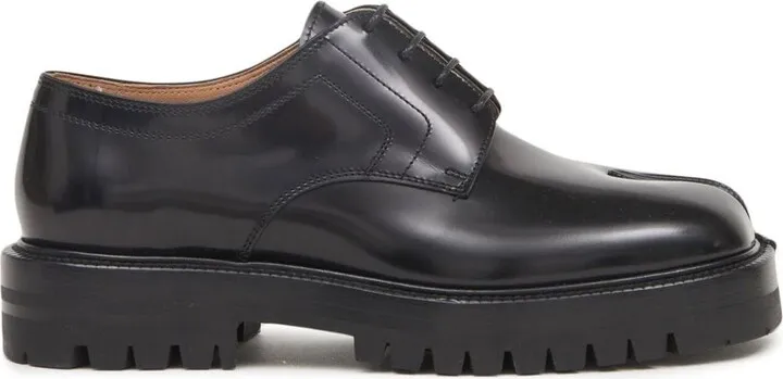 Split-Toe Leather Lace-Up Shoes