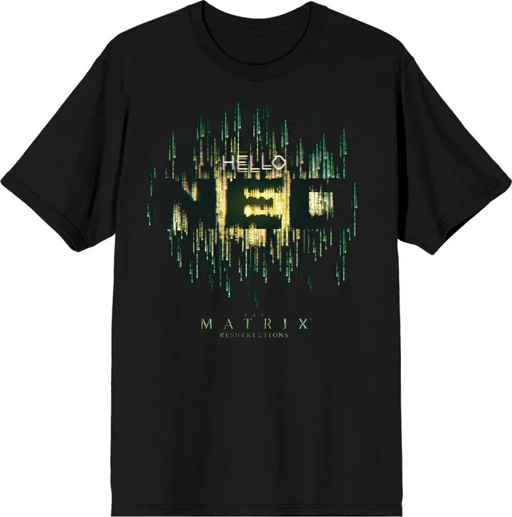 The Matrix Hello Neo Men’s Black T-shirt-Large