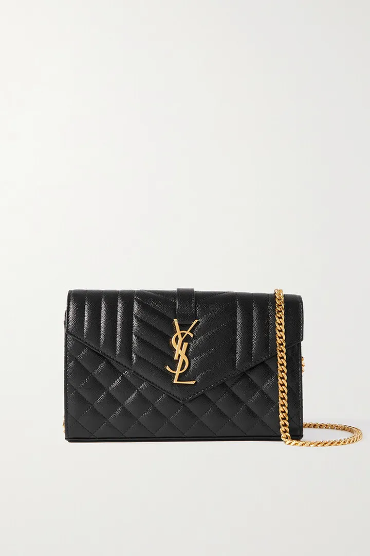 SAINT LAURENT - Monogramme Quilted Textured-leather Shoulder Bag - Black