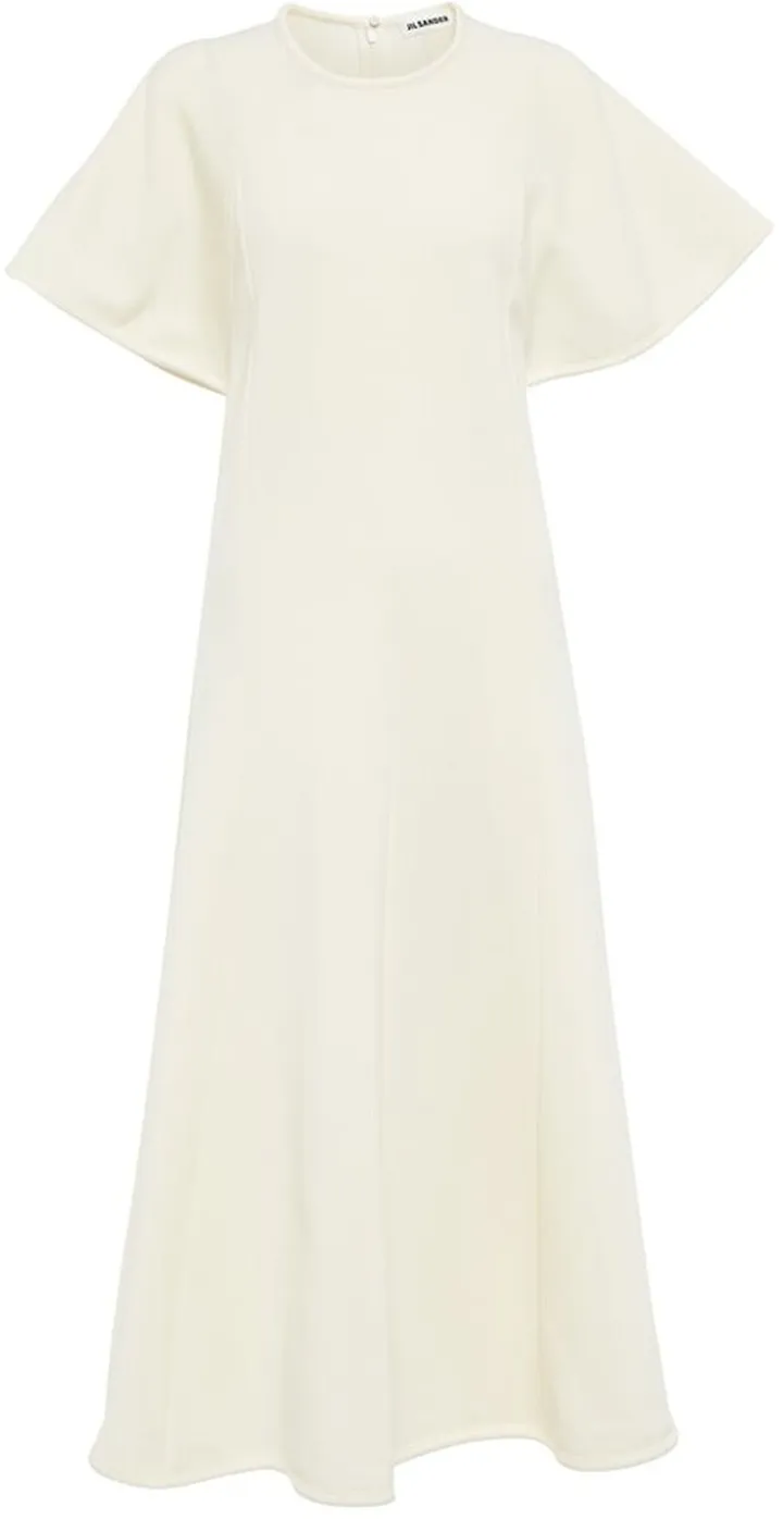 Cotton-blend crepe midi dress