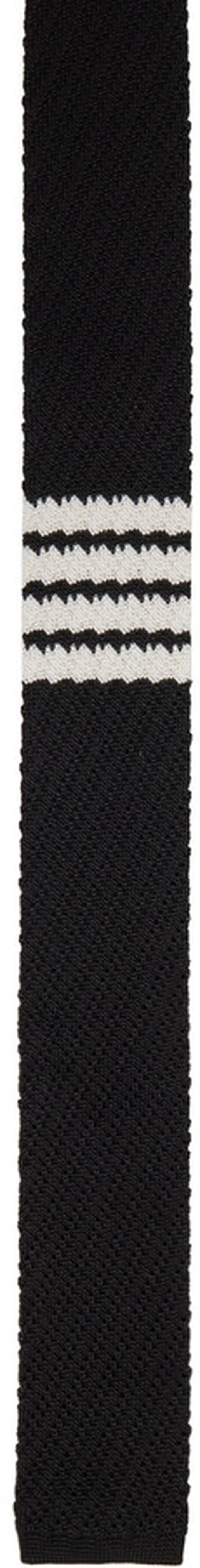 Thom Browne Black 4-Bar Silk Tie