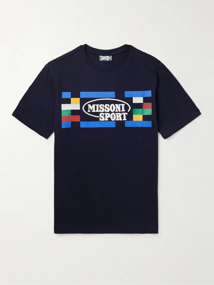 Printed Logo-Embroidered Cotton-Jersey T-Shirt
