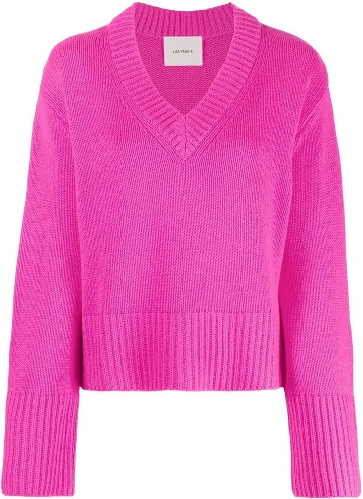 Pink Cashmere V-Neck Sweater