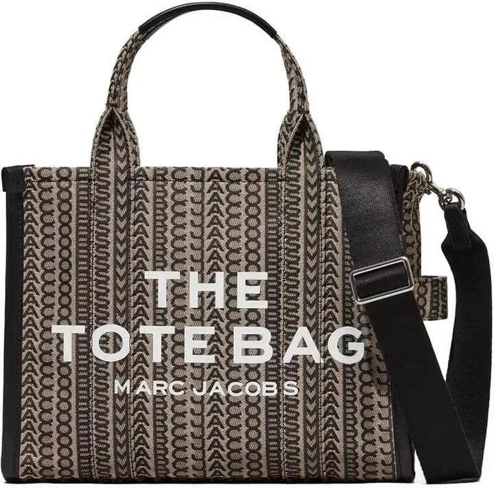 Marc Jacobs The Monogram Medium Tote Beige Black Handbag