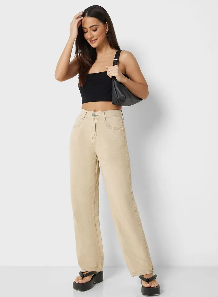 Pocket Detail High Waist Jeans