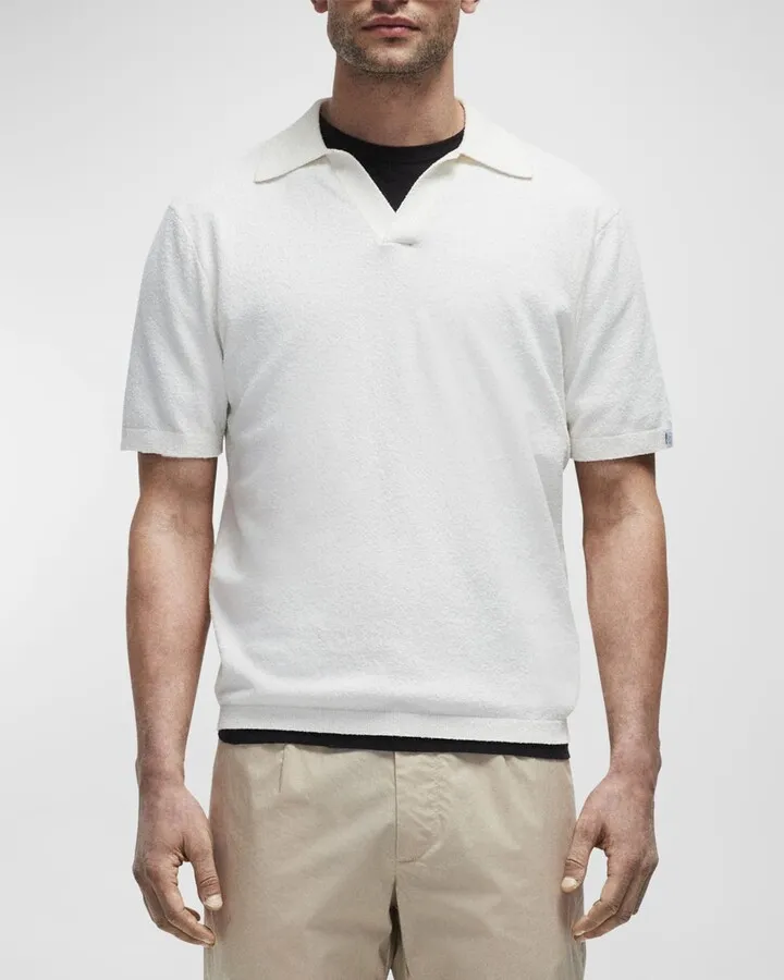Men's Toweling Polo Shirt with Johnny Collar