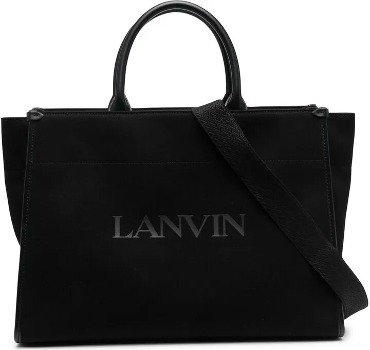 Logo-Print Leather Tote Bag