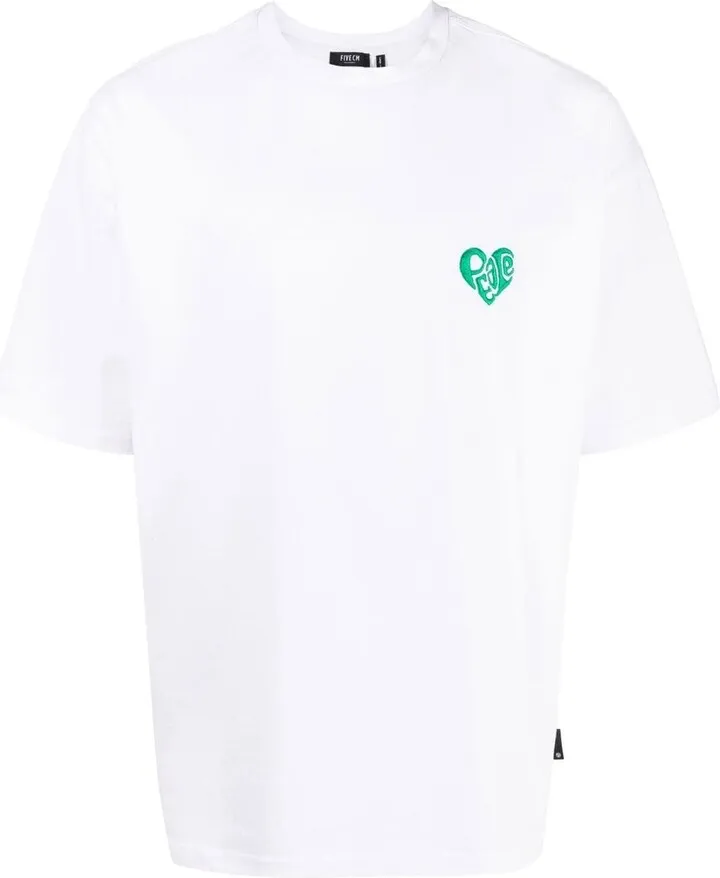 Peace-embroidered crew-neck T-shirt