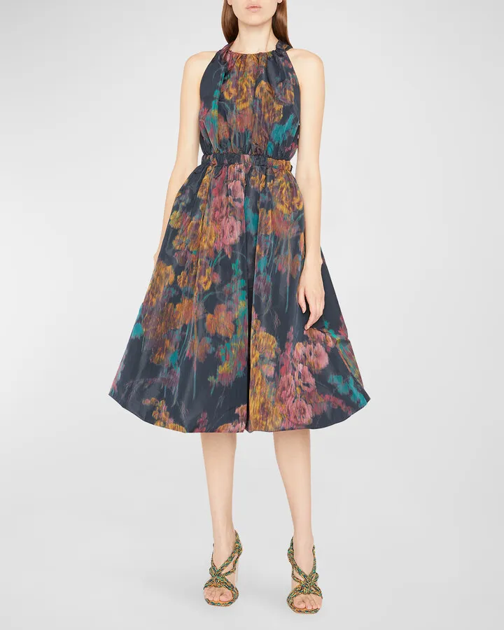 Leyna Bubble-Hem Midi Dress
