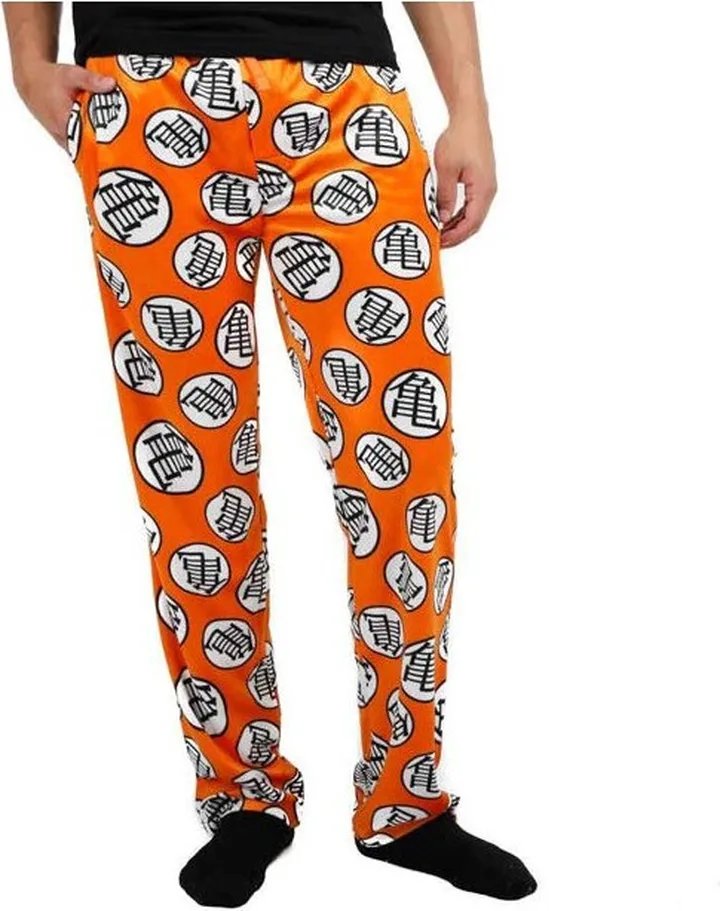 Dragon Ball Z Anime All Over Print Men's Orange Sleep Pajama Pants-XL
