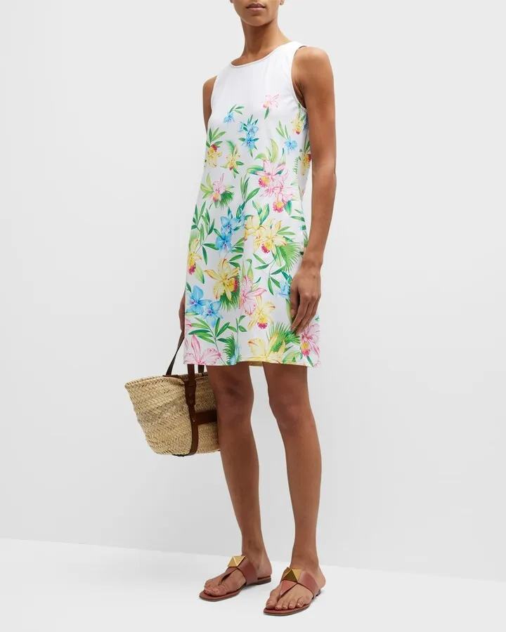 Orchid Garden High-Neck Spa Dress