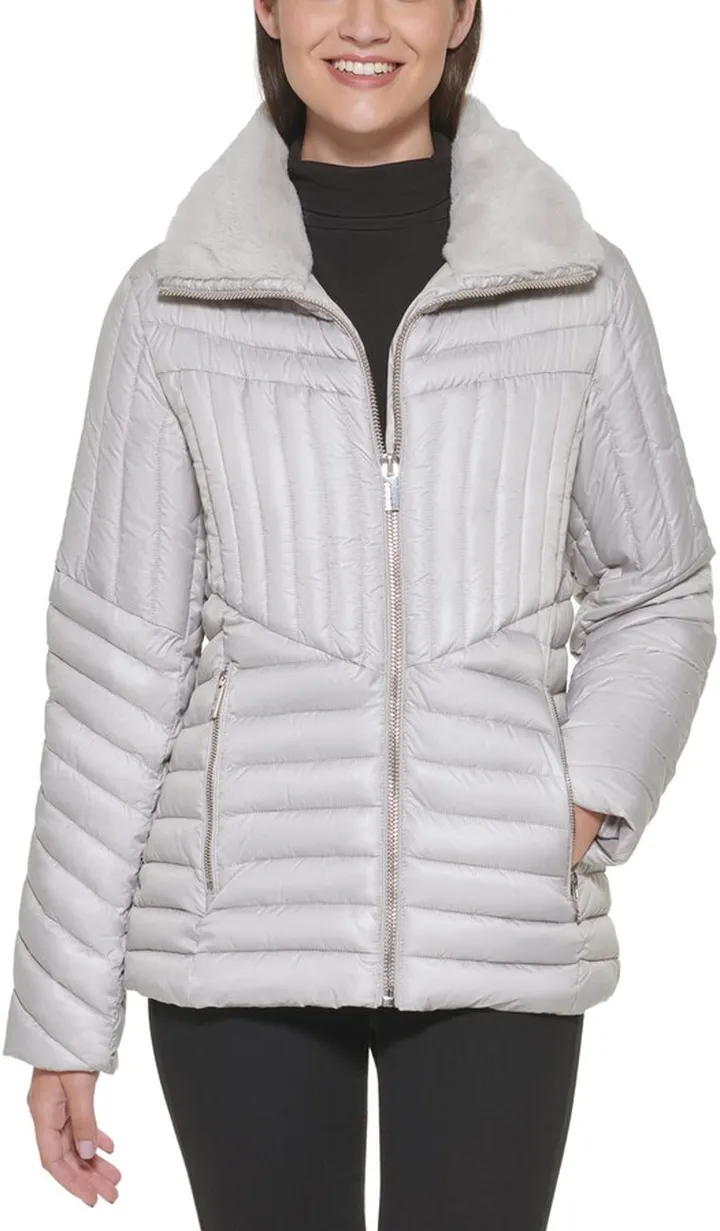 Faux Fur Collar Puffer Jacket