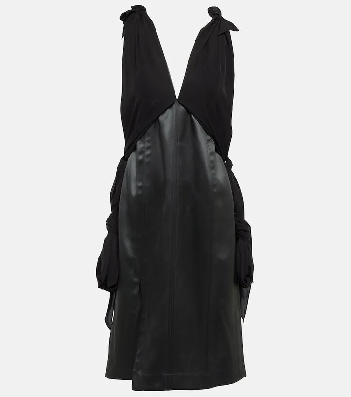 Draped silk satin midi dress
