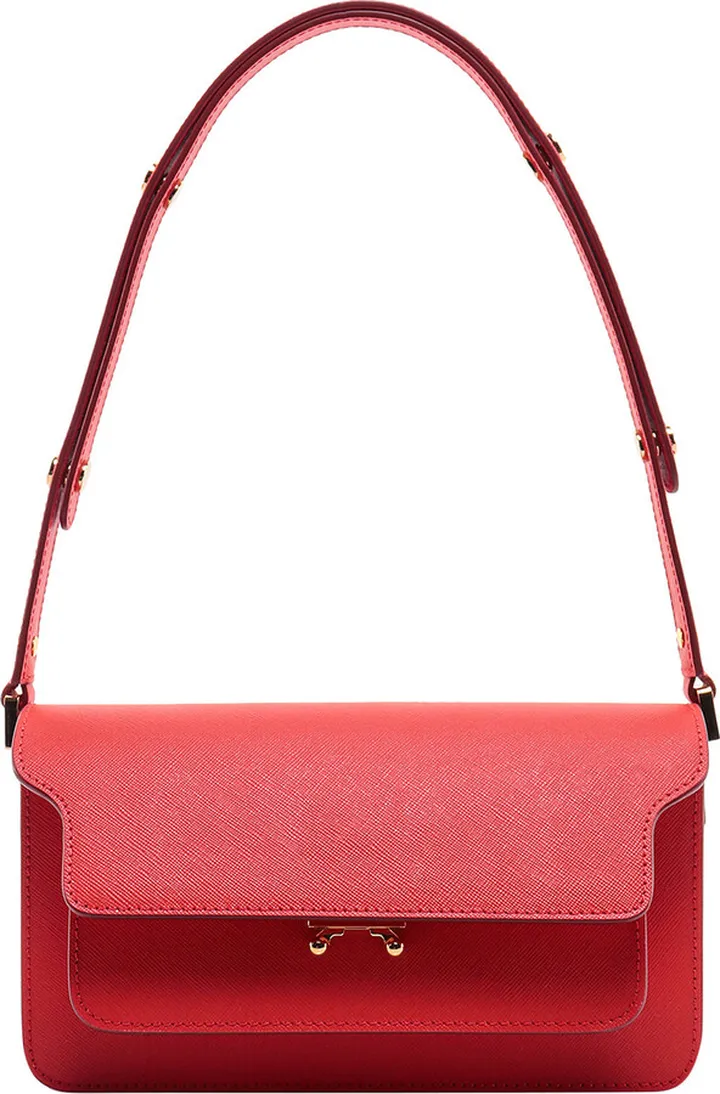 Leather shoulder bag with bellow detail