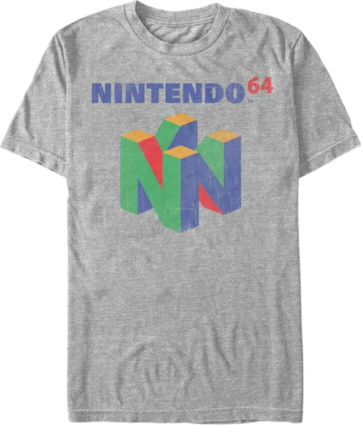 Men's Nintendo Classic N64 Logo T-Shirt - Athletic Heather - X Large