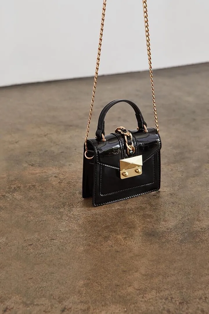 Faux Patent Leather Mini Crossbody Bag