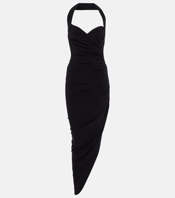 Cayla halterneck ruched midi dress