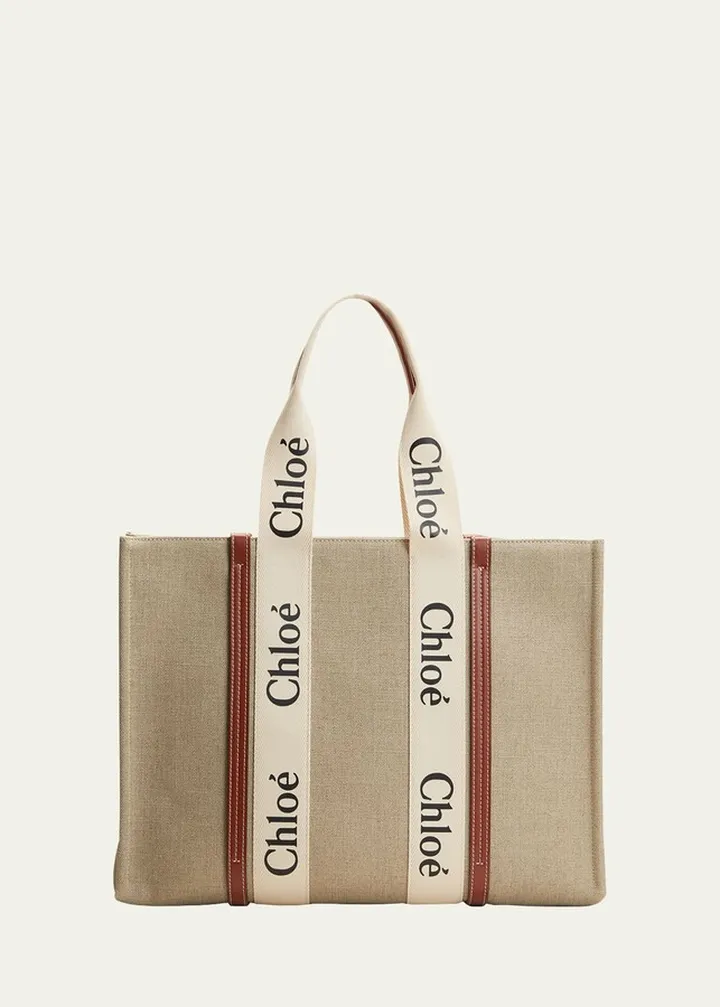 Woody Large Linen Tote Bag