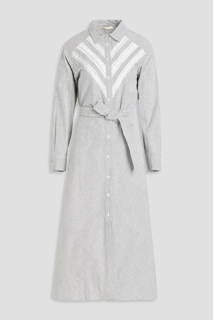 Ralite striped cotton-blend broadcloth midi dress