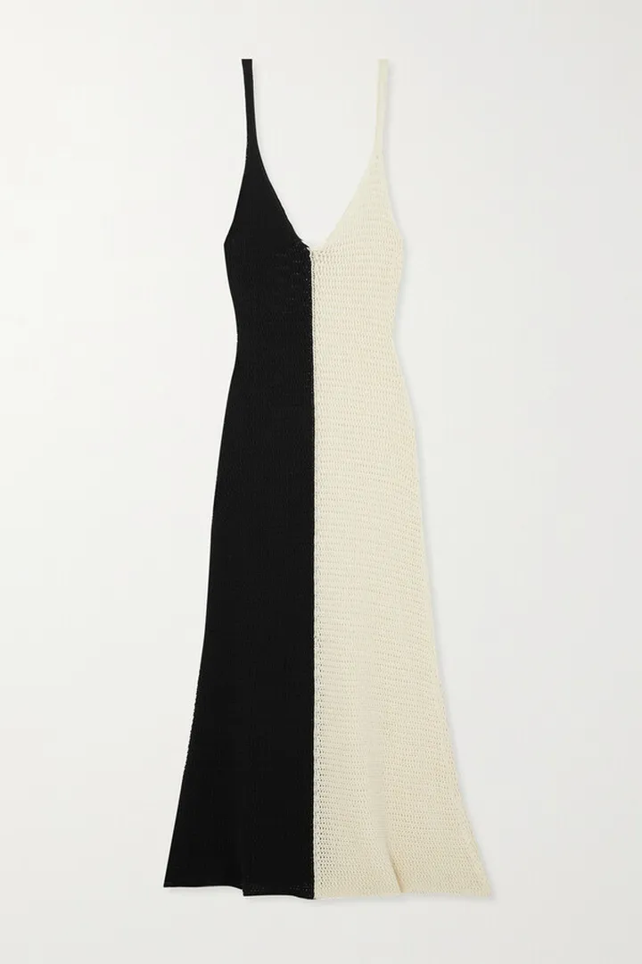 Zimmermann - Clover Two-tone Crochet-knit Cotton Midi Dress - Black