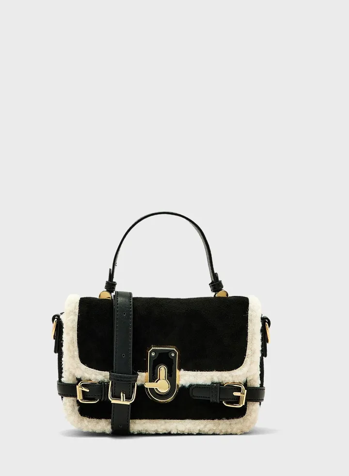 Shearling Detail Satchel Bag