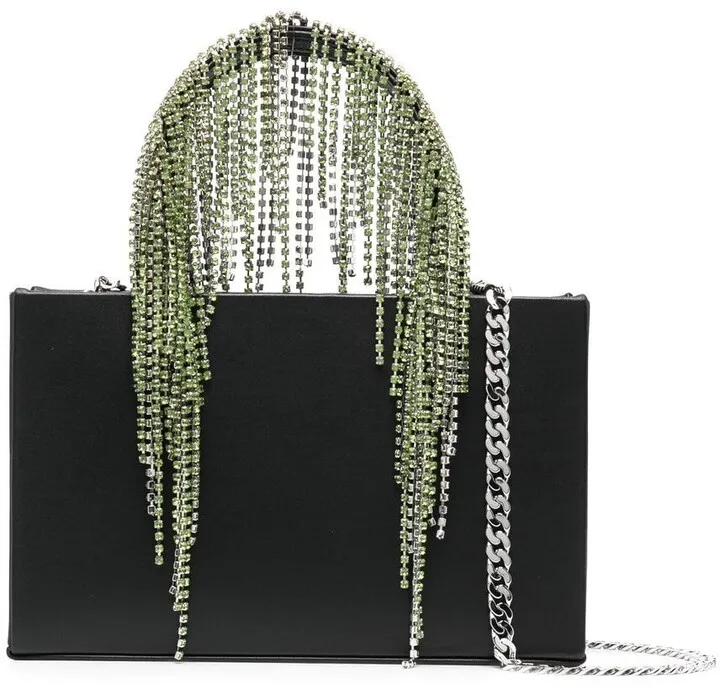 Upcycle crystal-fringe tote bag