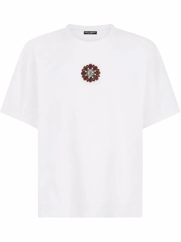 crystal-embellished logo plaque T-shirt