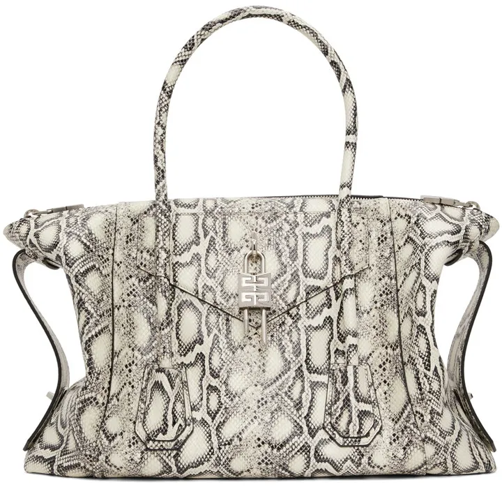 Givenchy Black & White Snake Medium Antigona Soft Lock Bag