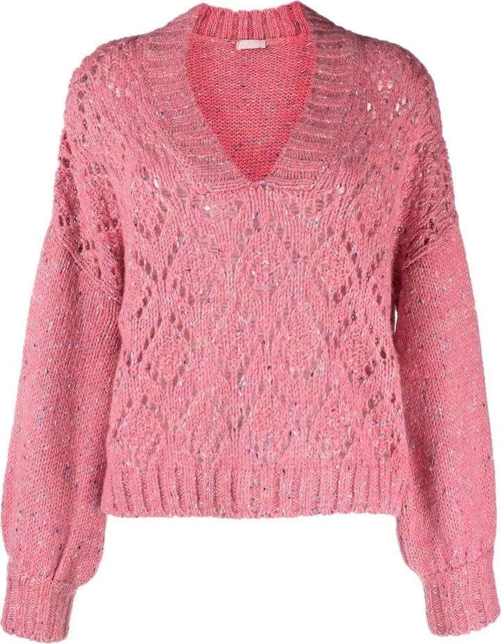 open-knit V-neck jumper