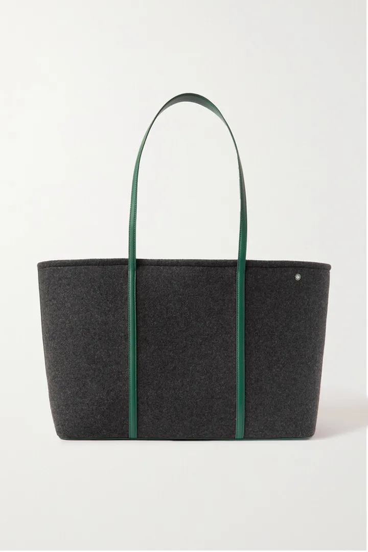 Loro Piana - Winter Leather-trimmed Melton Cashmere Tote - Gray