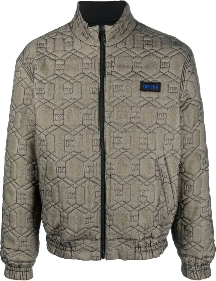 Logo-Embroidered Quilted Bomber Jacket