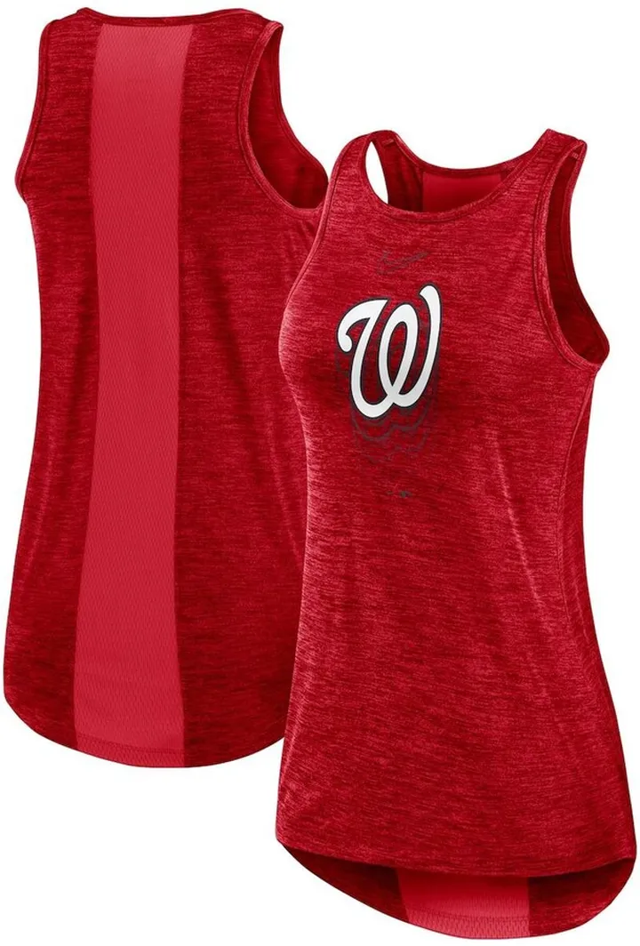 Women's Nike Red Washington Nationals Logo Fade High Neck Performance Tank Top