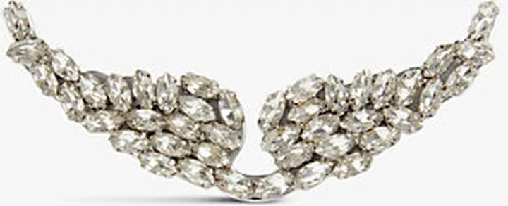 Womens White Swing Your Wings Rhinestone-encrusted Metal Badge
