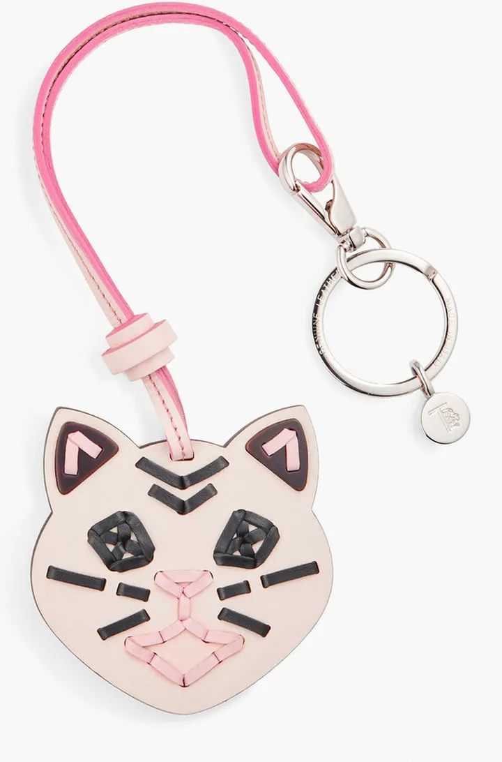 Embroidered leather keychain