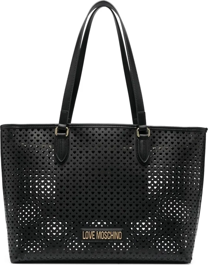 Perforated-Hearts Faux-Leather Shoulder Bag