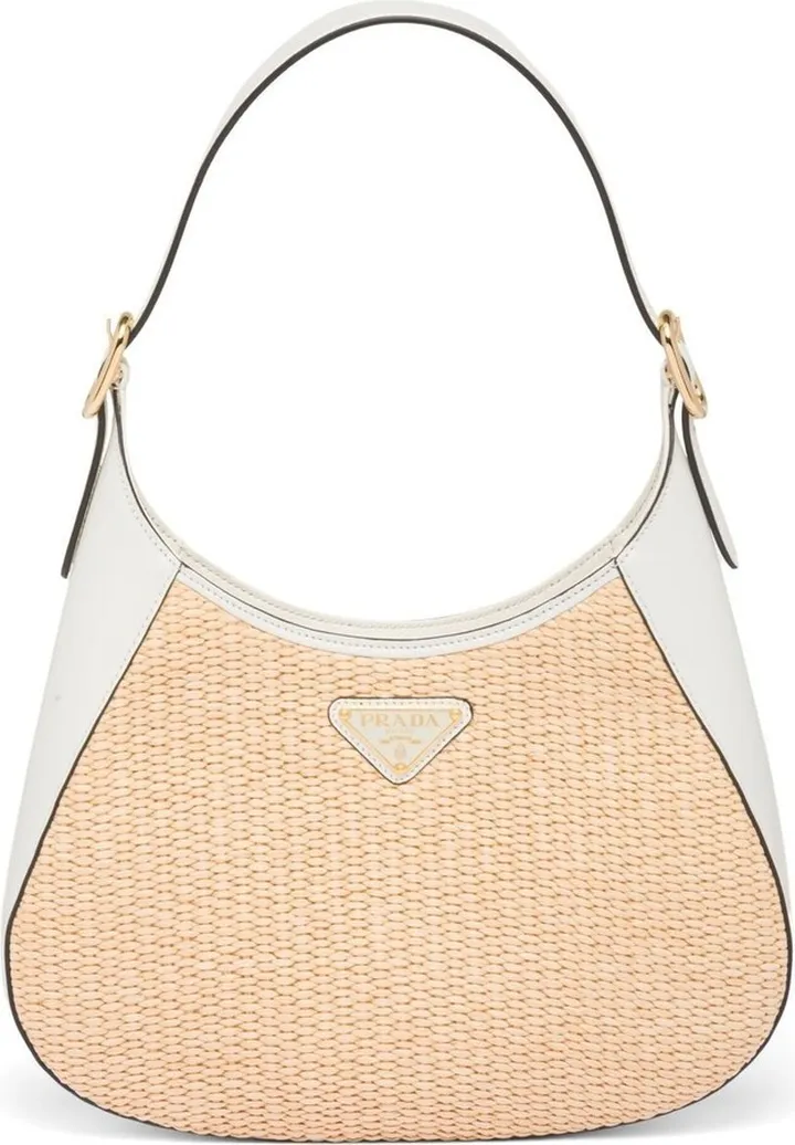 Triangle-Logo Woven Shoulder Bag
