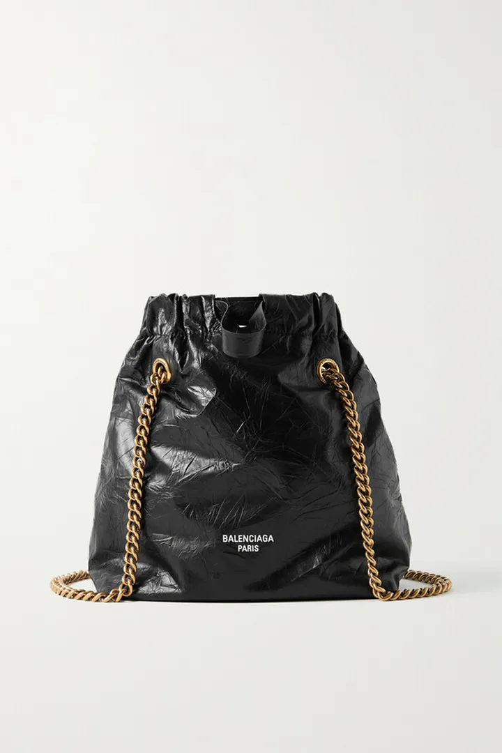Balenciaga - Crinkled-leather Shoulder Bag - Black