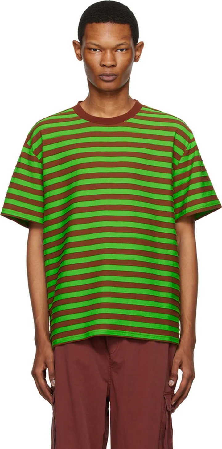 Brain Dead Green & Brown Denny Blaine Striped T-Shirt