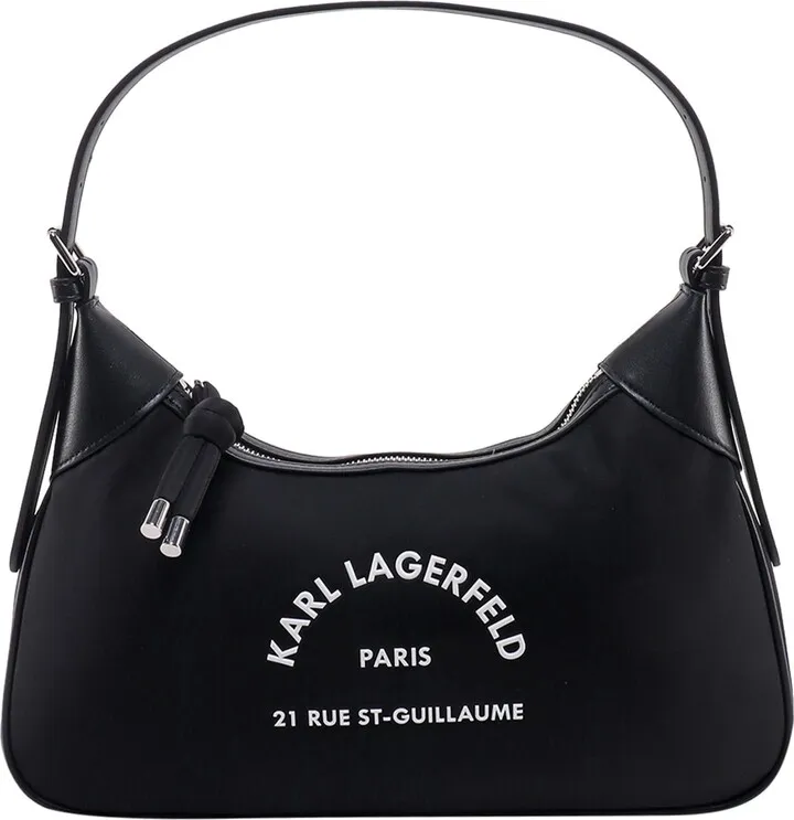 Recycled nylon shoulder bag with frontal logo
