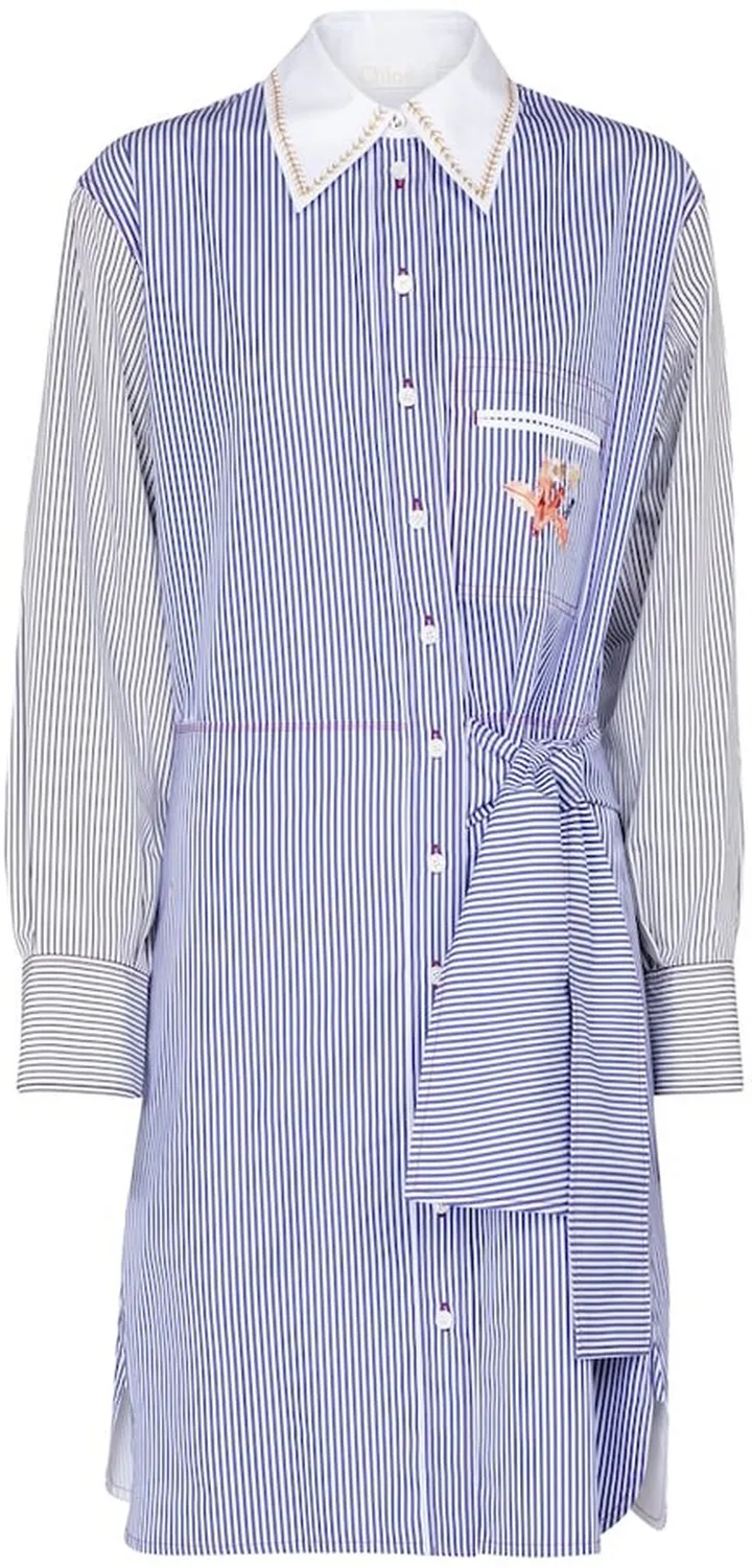 Pinstriped cotton shirt dress