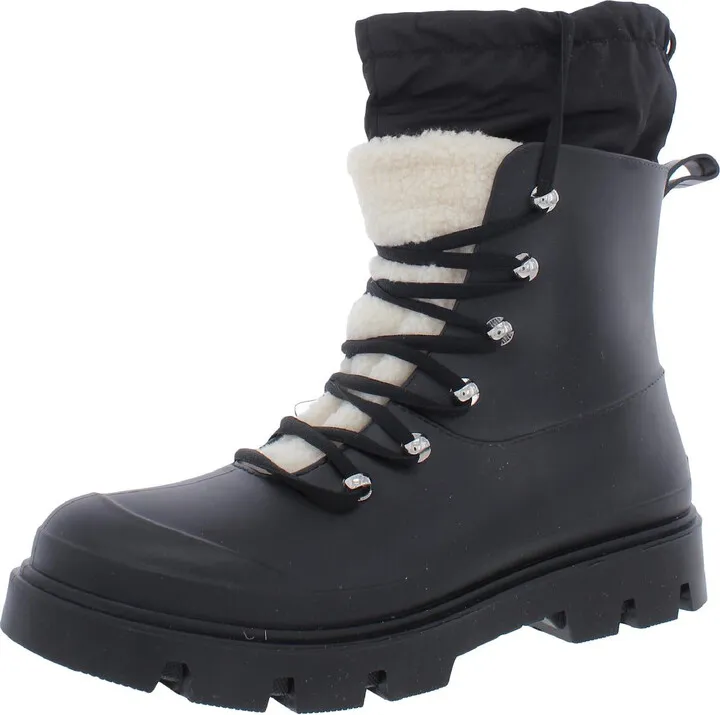 Freely Womens Faux Fur Water Resistant Combat & Lace-up Boots