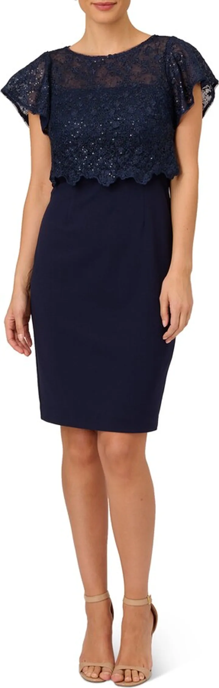 Sequin Flutter Sleeve Sheath Dress
